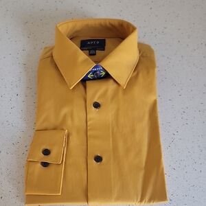 Men's Apt. 9® Premier Flex Solid Slim-Fit Dress Shirt Mustard Yellow